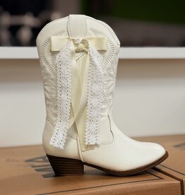 MIA Ivory Lace & Ribbon Cowgirl Boot