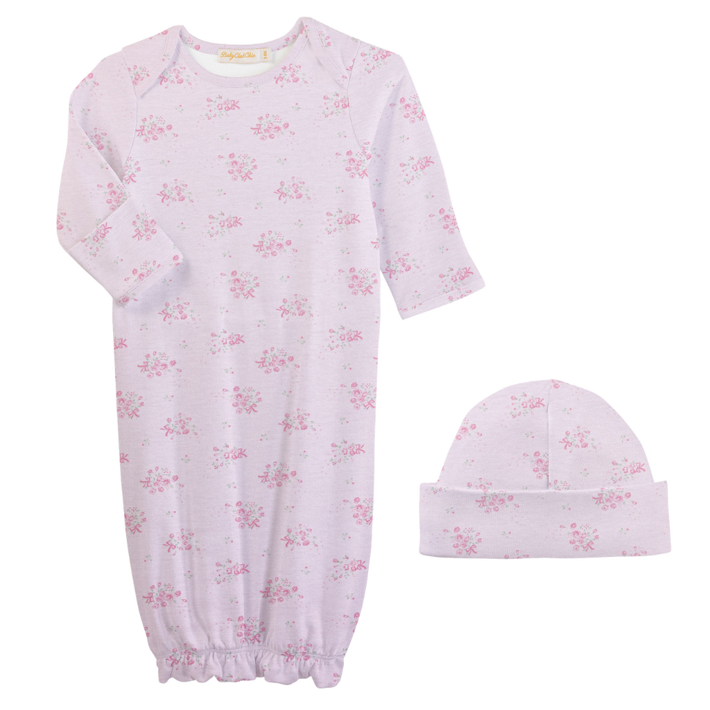 BABY CLUB CHIC Tiny Bunch of Roses Gown & Hat Set