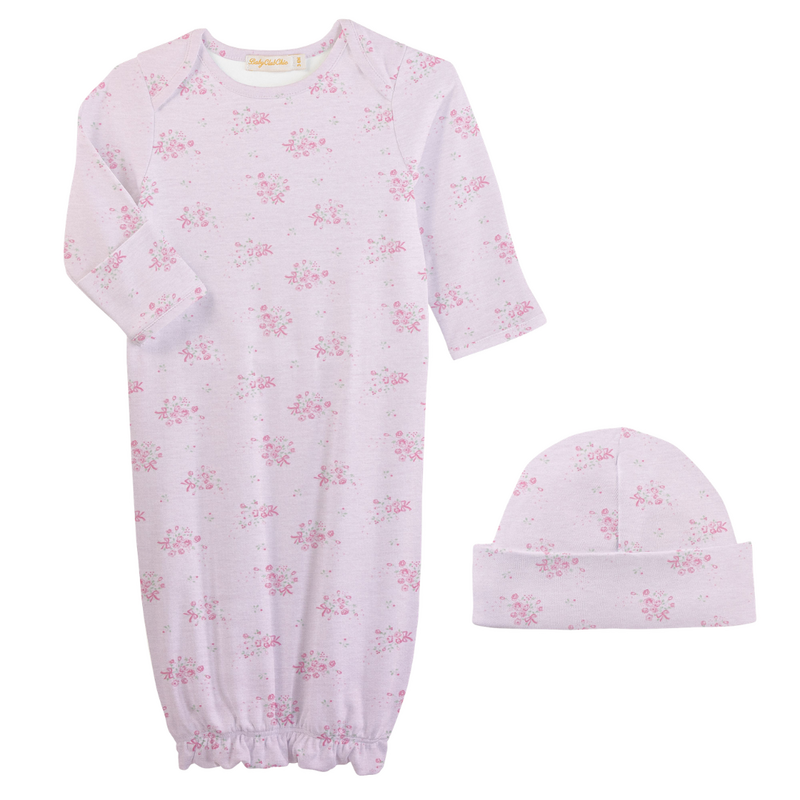 BABY CLUB CHIC Tiny Bunch of Roses Gown & Hat Set