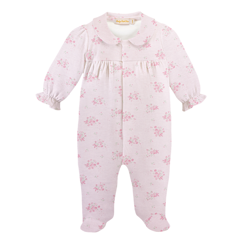 BABY CLUB CHIC Tiny Bunch of Roses Footie w/Round Collar