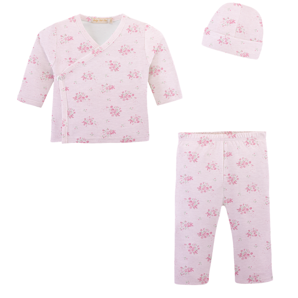 BABY CLUB CHIC Tiny Bunch of Roses Take Me Home w/Hat Set