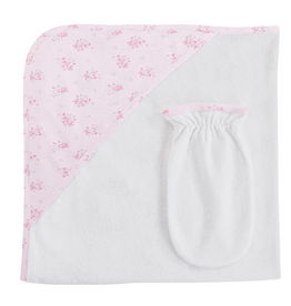 BABY CLUB CHIC Tiny Bunch of Roses Hooded Towel w/Mitt 31"X28"