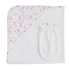 BABY CLUB CHIC Grace in Toile Hooded Towel w/Mitt 31"X28"