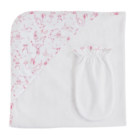 BABY CLUB CHIC Grace in Toile Hooded Towel w/Mitt 31"X28"