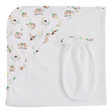 BABY CLUB CHIC Duck Pond Hooded Towel w/Mitt 31"X28"
