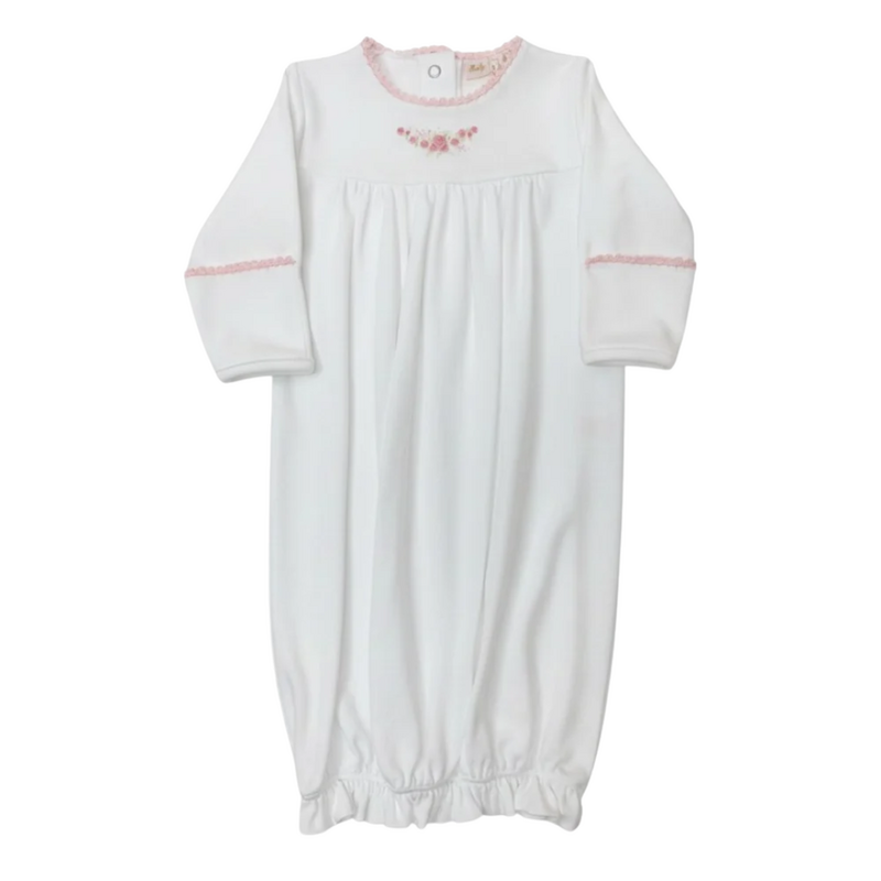 BABY CLUB CHIC Blossom Moon Emb Gown w/Crochet Trim-Pink