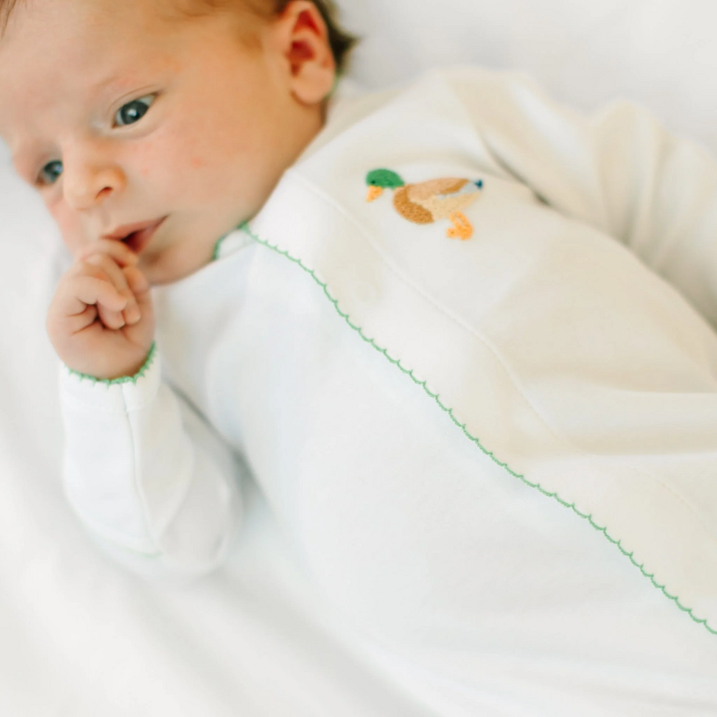 MAGNOLIA BABY Mallard Moments Hand-Embroidered Footie