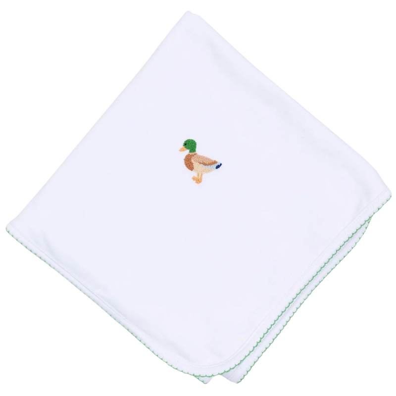 MAGNOLIA BABY Mallard Moments Hand-Embroidered Receiving Blanket