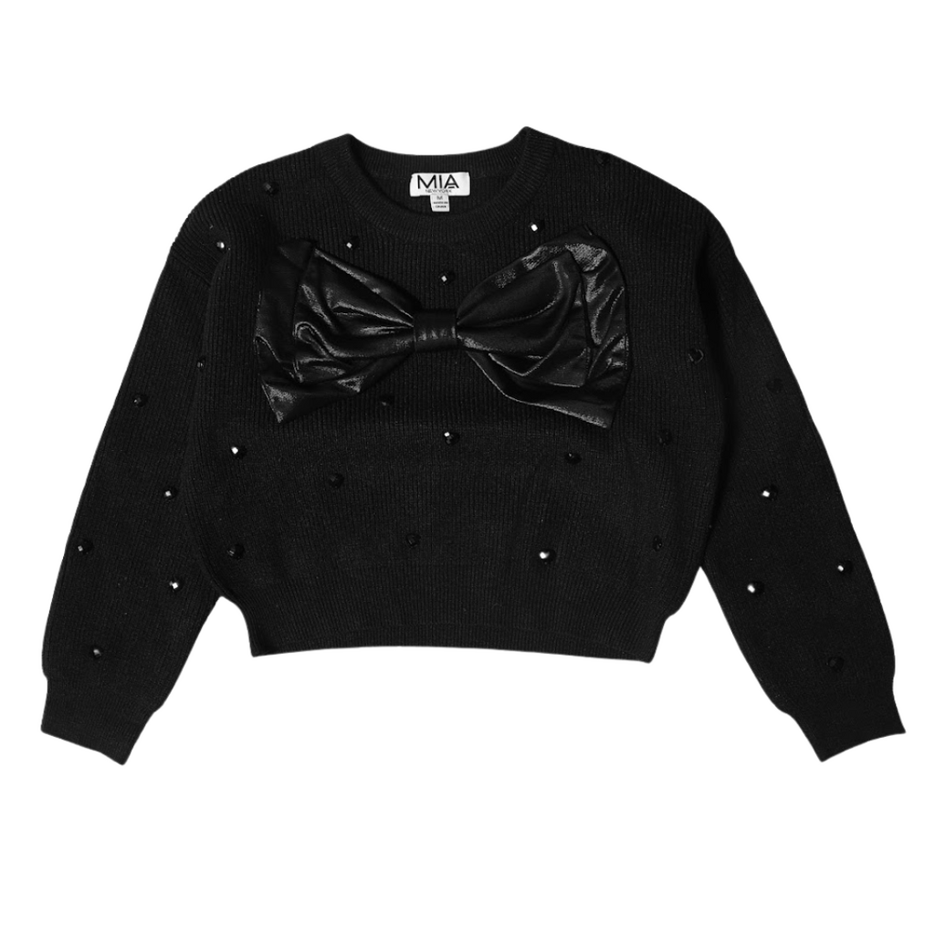 MIA NEW YORK Girls Bow Sweater - Black