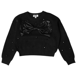 MIA NEW YORK Girls Bow Sweater - Black
