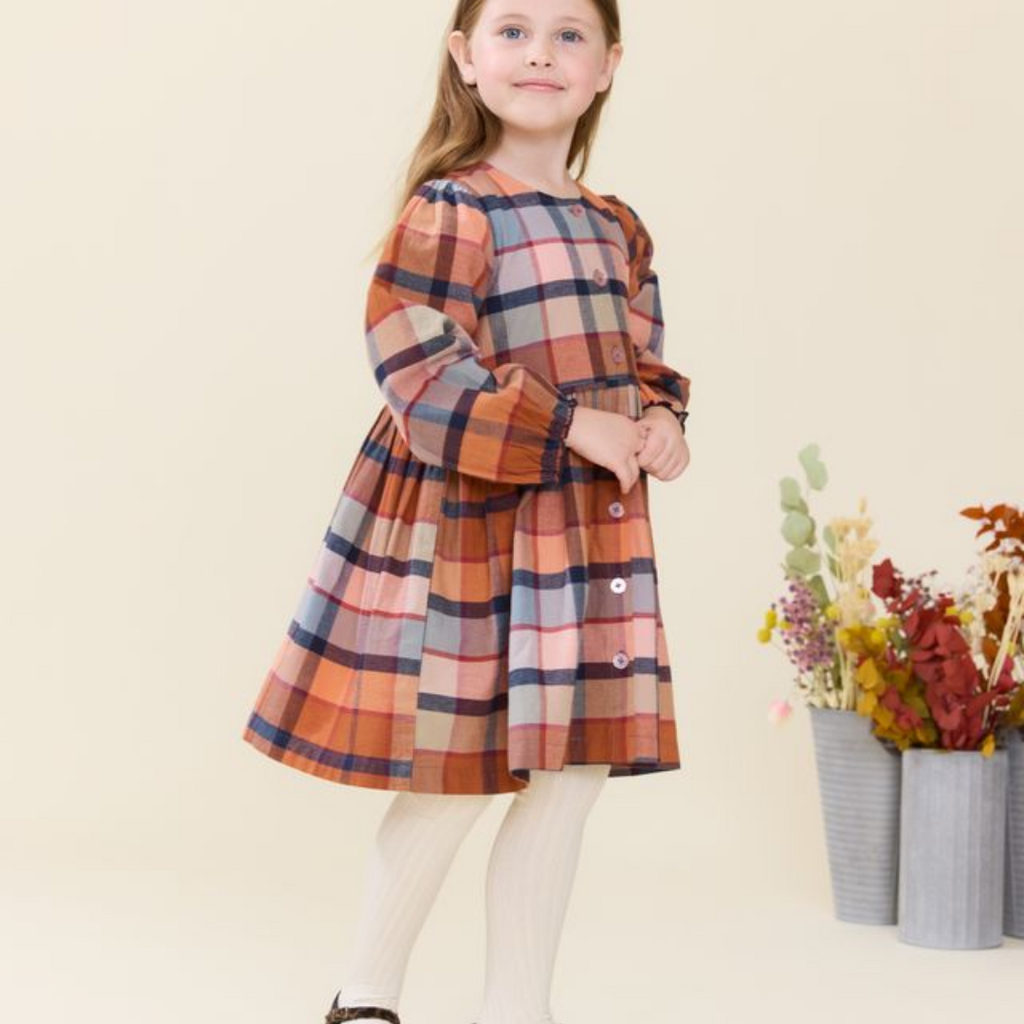 PINK CHICKEN girls mae dress - hayride plaid