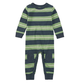 STRIPE KNEE PATCH  BABY ROMPER-Indigo