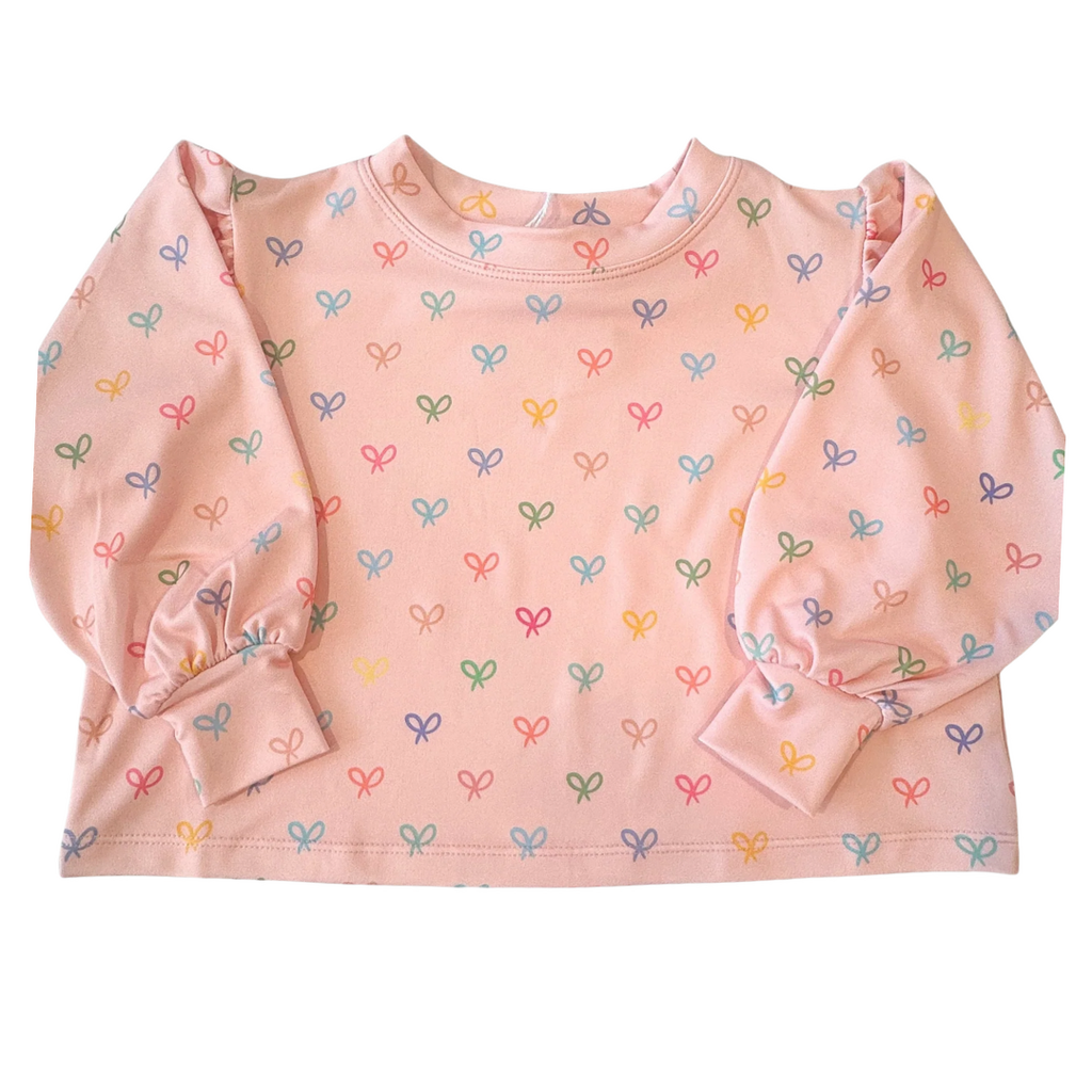 HONESTY Puff Sleeve Top-Multi Bows