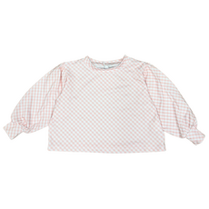 HONESTY Puff Sleeve Top-Pink Gingham