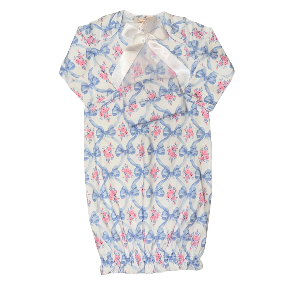 BABY CLUB CHIC Bows and Blooms Gown & Hat Set
