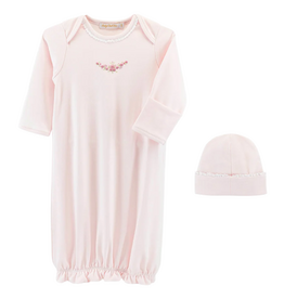BABY CLUB CHIC Blossom Moon Emb Gown w/Lace Trim & Hat Set-Pink