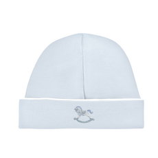 BABY CLUB CHIC Tiny Rocking Horse Emb Hat w/Piping Trim-Lt Blue