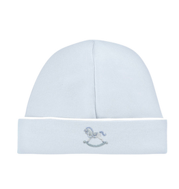 BABY CLUB CHIC Tiny Rocking Horse Emb Hat w/Piping Trim-Lt Blue