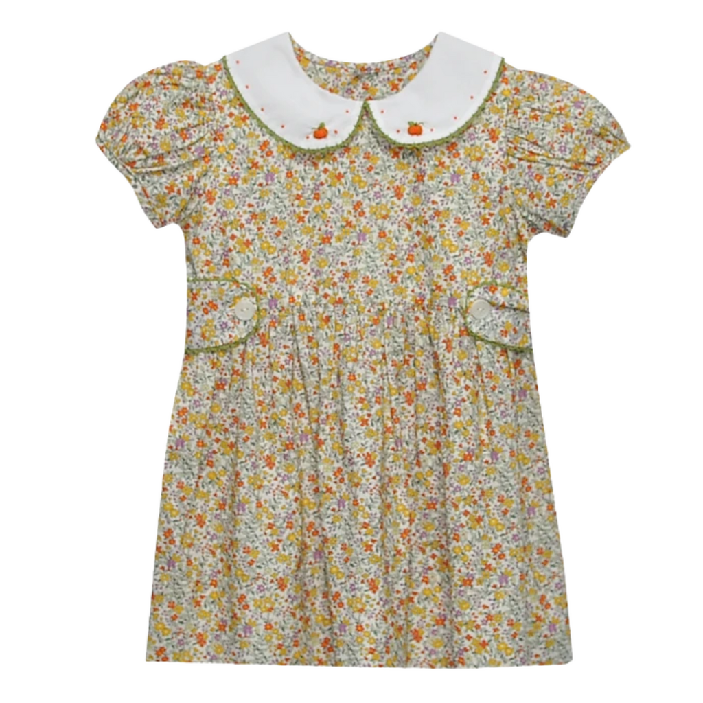 REMEMBER NGUYEN Yellow Flowers Kate Dress-Pumpkins