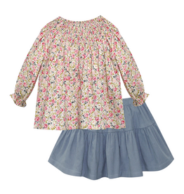 REMEMBER NGUYEN Pink Rose Bernadette Blouse w/Gray Cord Daphne Skirt