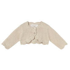 Newborn Wave-Pattern Knitted Cardigan-Champagne