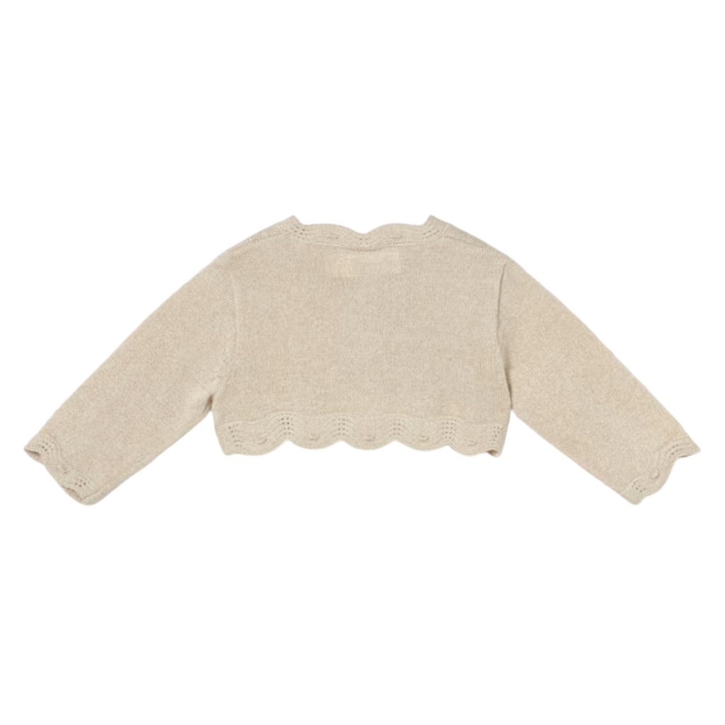 Newborn Wave-Pattern Knitted Cardigan-Champagne