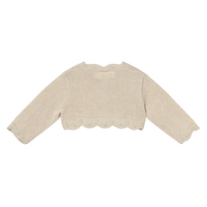 Newborn Wave-Pattern Knitted Cardigan-Champagne