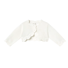 Newborn Wave-Pattern Knitted Cardigan-Off White