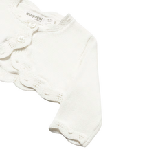 Newborn Wave-Pattern Knitted Cardigan-Off White
