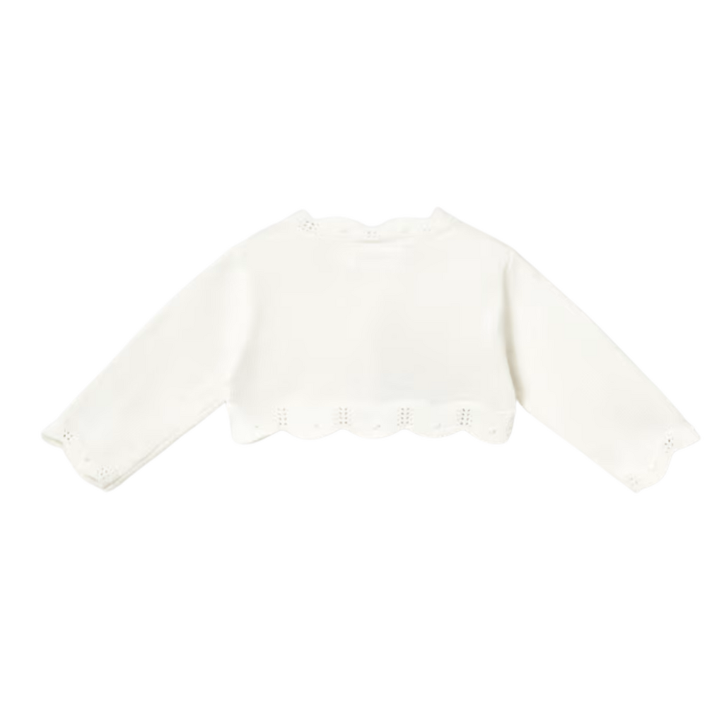 Newborn Wave-Pattern Knitted Cardigan-Off White