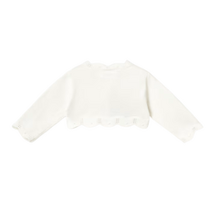 Newborn Wave-Pattern Knitted Cardigan-Off White