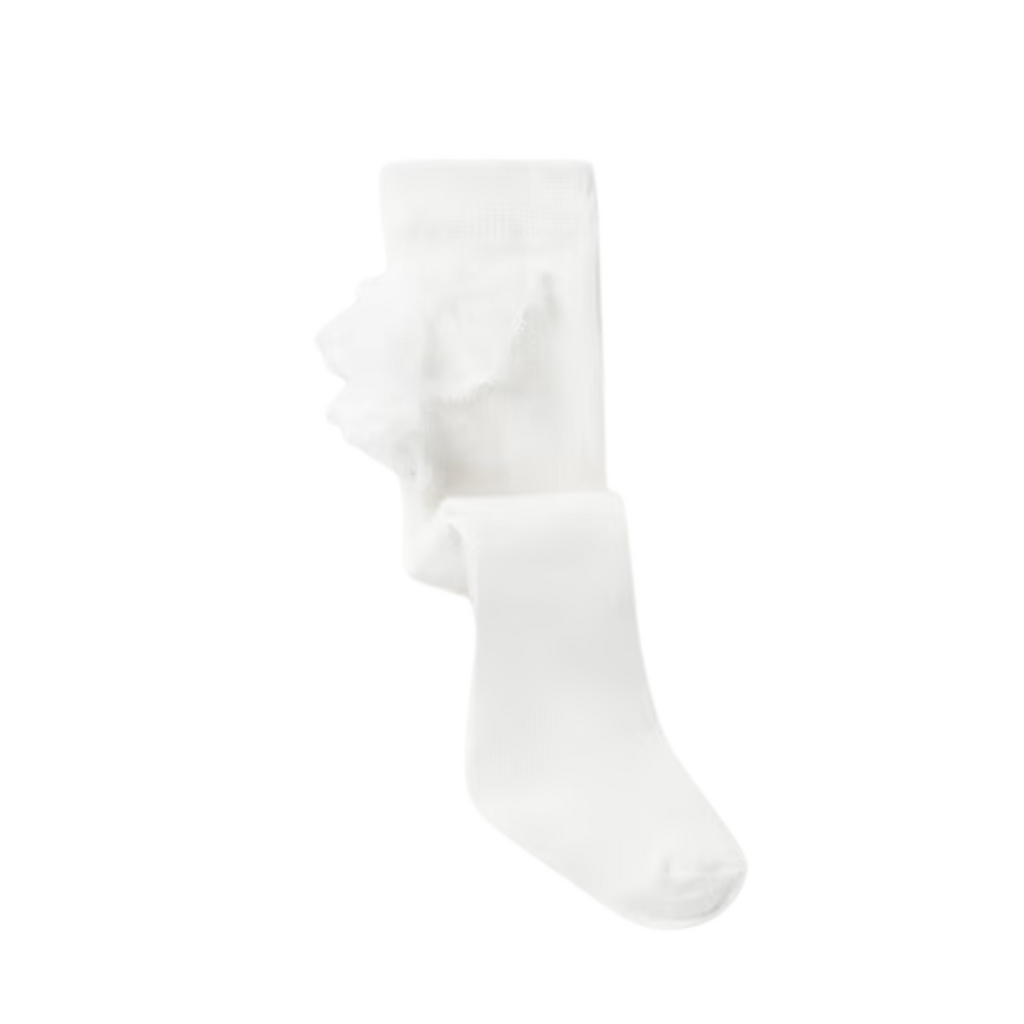Newborn Girl Ruffle Tights - White