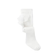 Newborn Girl Ruffle Tights - White