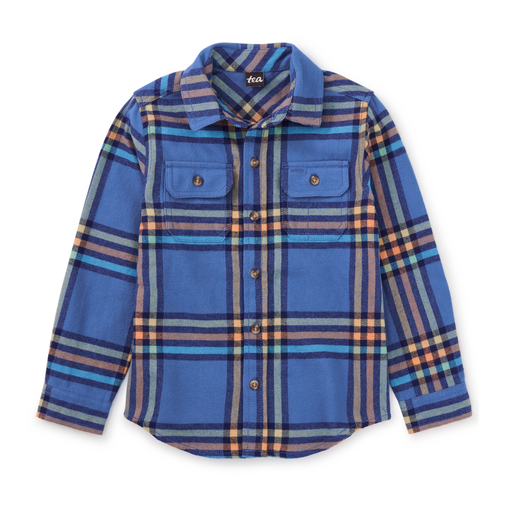 FLANNEL BUTTON UP SHIRT Blue Plaid