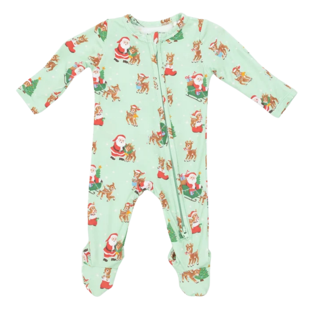 ANGEL DEAR Vintage Reindeer & Santa Uni - 2 Way Zipper Footie