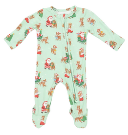 ANGEL DEAR Vintage Reindeer & Santa Uni - 2 Way Zipper Footie