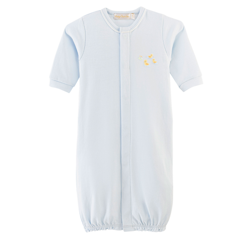 BABY CLUB CHIC Three Little Ducks Emb Conv Gown w/Piping Trim-Lt Blue