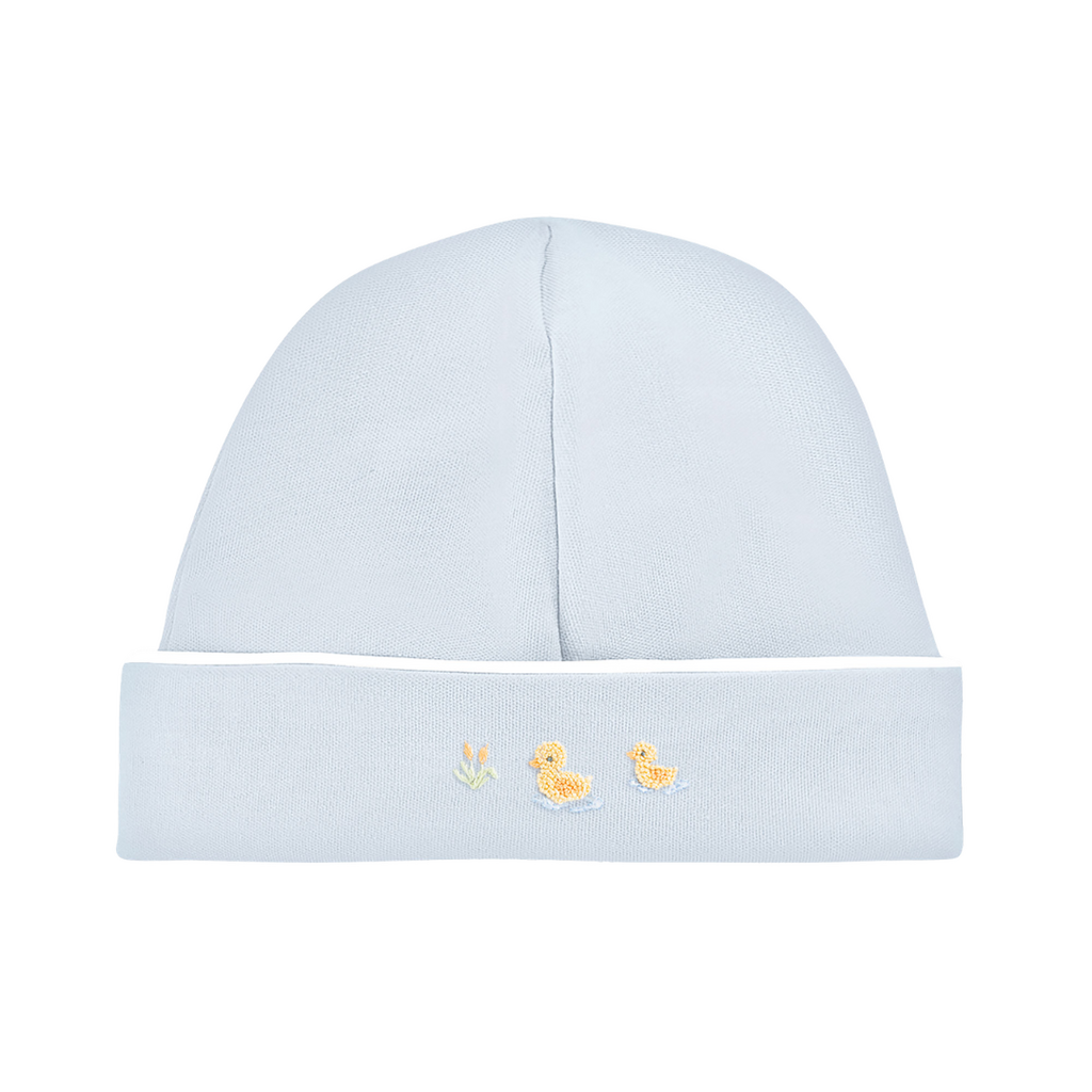 BABY CLUB CHIC Three Little Ducks Emb Hat w/Piping Trim-Lt Blue