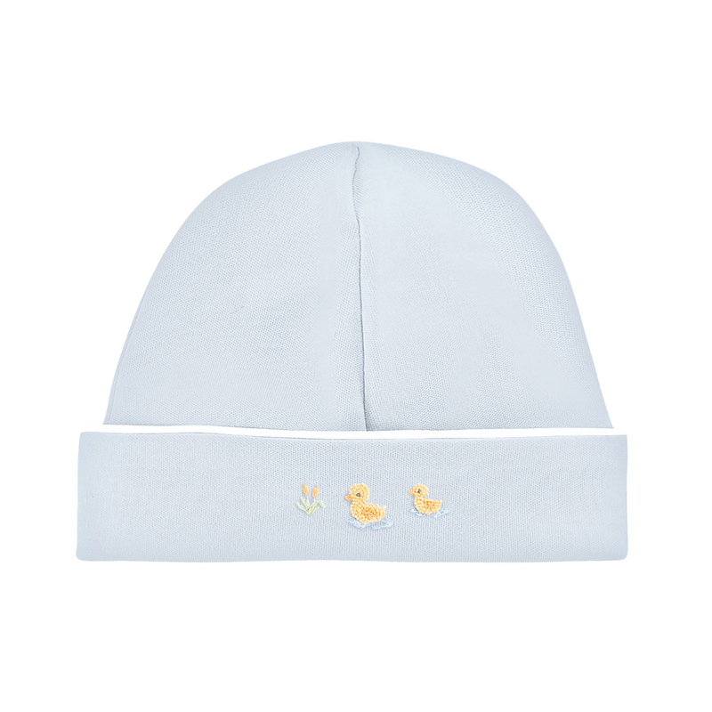 BABY CLUB CHIC Three Little Ducks Emb Hat w/Piping Trim-Lt Blue