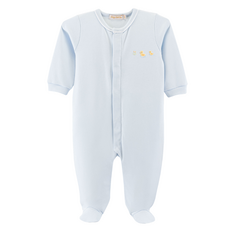 BABY CLUB CHIC Three Little Ducks Emb Footie w/Piping Trim-Lt Blue