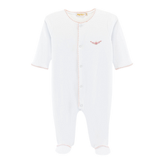 BABY CLUB CHIC blossom moon footie w/crochet trim