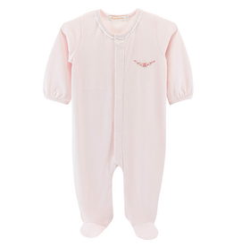 BABY CLUB CHIC Blossom Moon Emb Footie w/Lace Trim-Pink