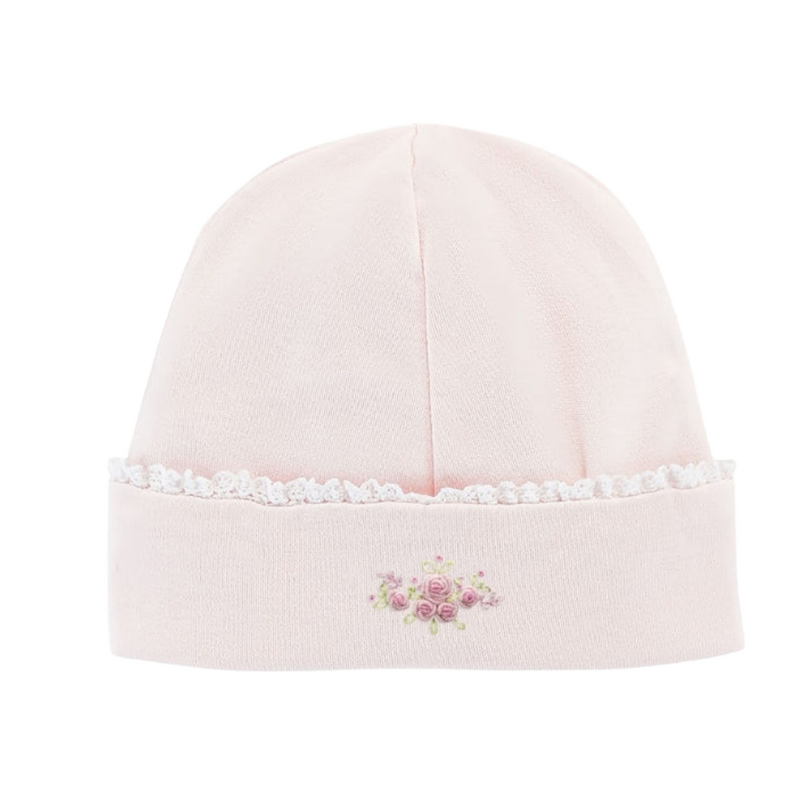 BABY CLUB CHIC Blossom Moon Emb Round Hat w/Crochet Trim-Pink