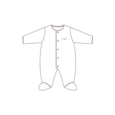 BABY CLUB CHIC Blossom Moon Emb Footie w/Pink Crochet Trim-White