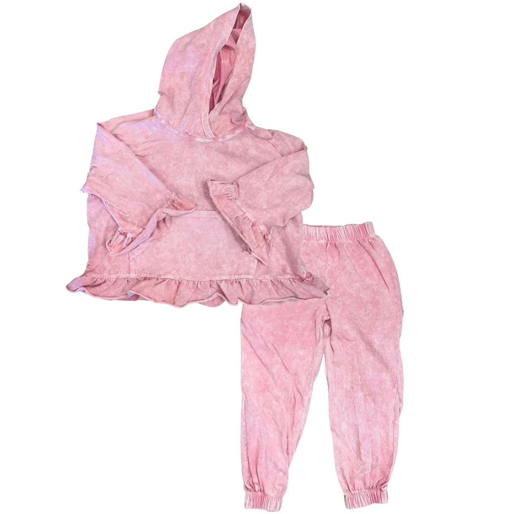 ERGE Girls Mineral Washed Hoodie w/Pants-Blush