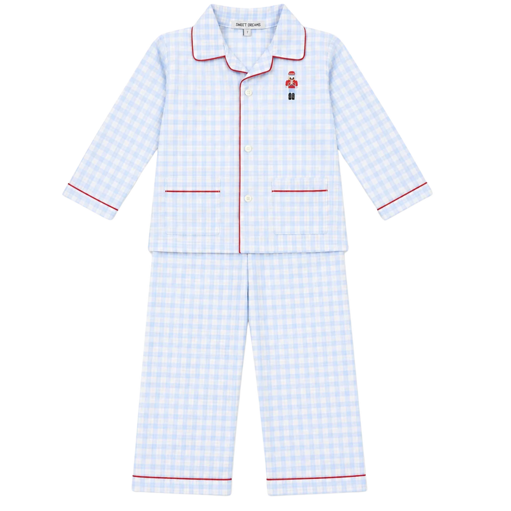 Nutcracker Emb Blue Plaid PJ
