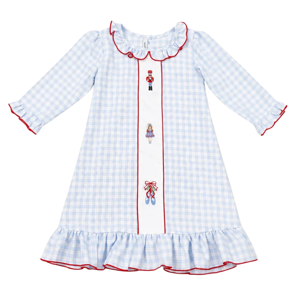 Nutcracker Emb Blue Plaid Gown
