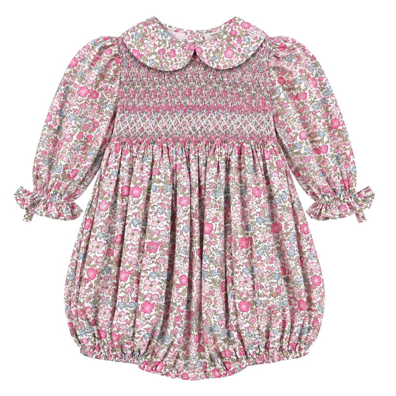 LULU BEBE Vintage Pink Floral Smocked Waist Bubble