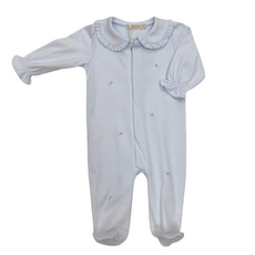 BABY CLUB CHIC Sweet Roses All-Over Emb Collared Footie-Lt Blue