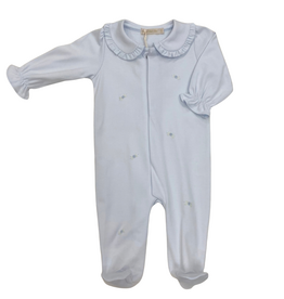 BABY CLUB CHIC Sweet Roses All-Over Emb Collared Footie-Lt Blue